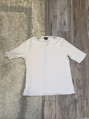 Splendid Ribbed Short-Sleeve Tee in Off White